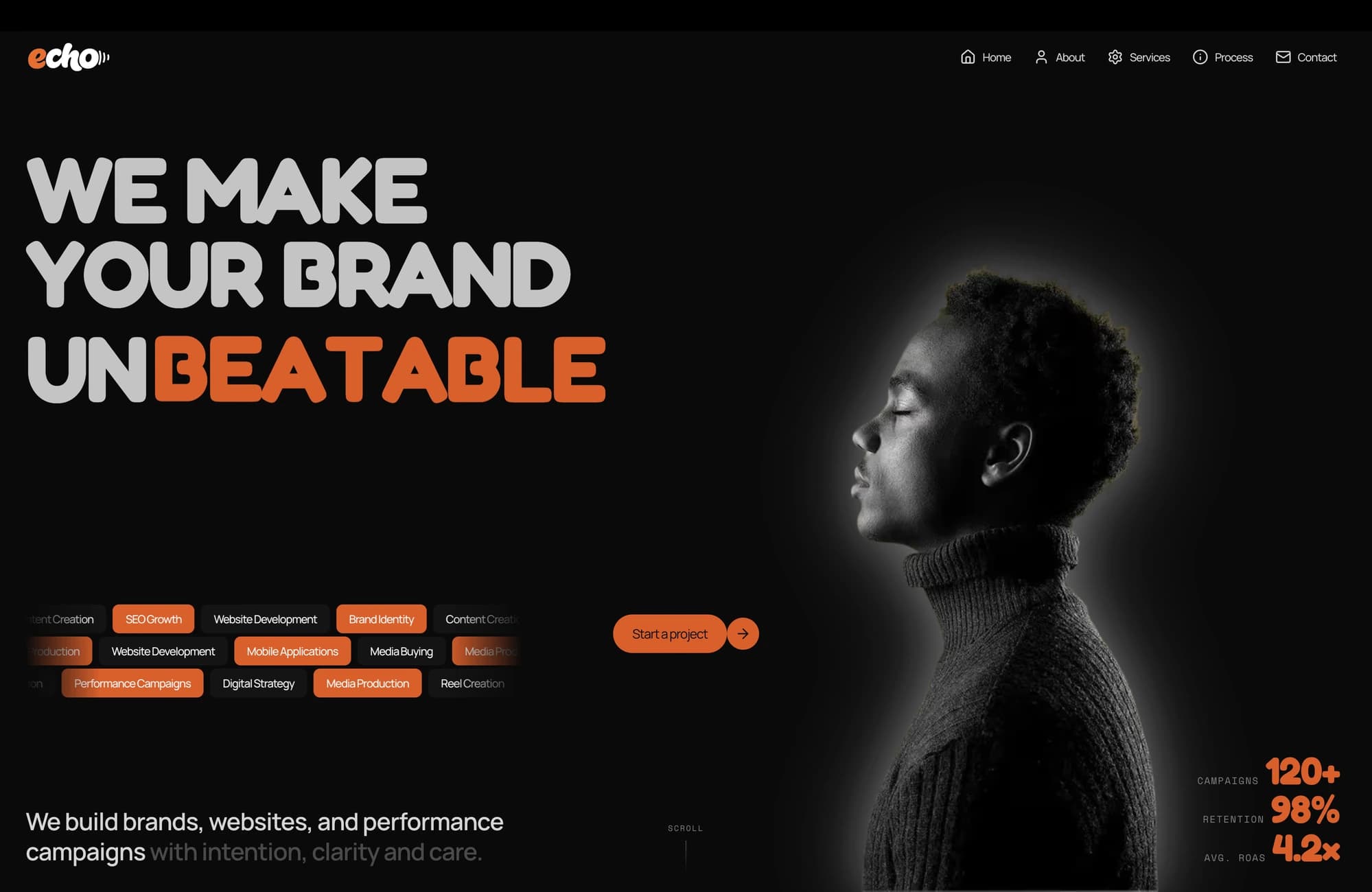 Echo marketing website — presence layer example